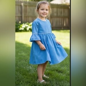 Eleanor Rose Blue A-line Bell Sleeve Dress
